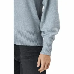 Pccava Ls High Neck Knit Bc Light Grey Melange