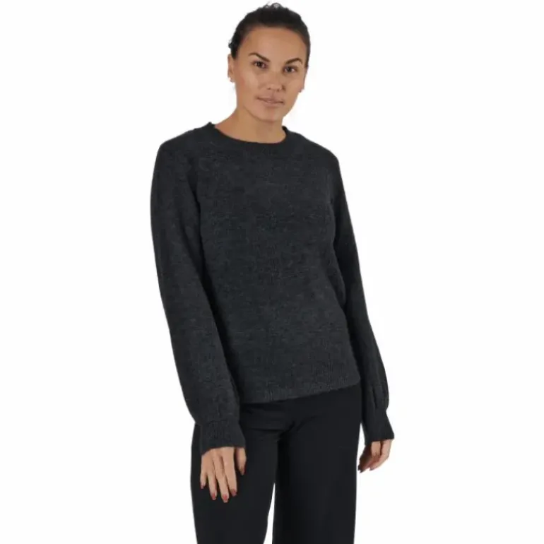 Pcperla Ls Knit Bc Dark Grey Melange