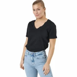 Pcria Ss V-neck Solid Tee Bc Black