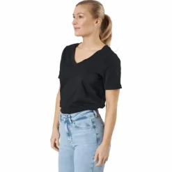 Pcria Ss V-neck Solid Tee Bc Black