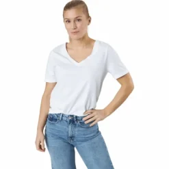 Pcria Ss V-neck Solid Tee Bc Bright White