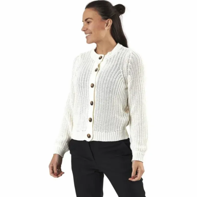 Petula Ls Knit Cardigan White