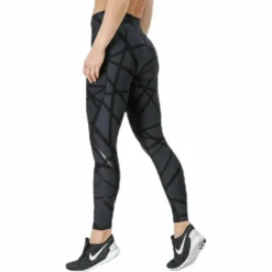Print Mid-Rise Compression Tights W Black/Grey