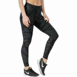 Print Mid-Rise Compression Tights W Black/Grey
