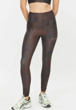 Printed High Waist Tights Brown Snake