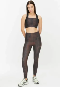 Printed High Waist Tights Brown Snake