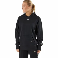 Relaxed Hoodie with Healing Crystals-Inspired Graphics Black