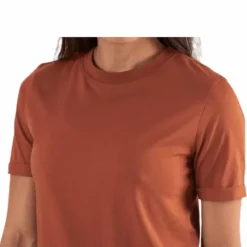 Ria Ss Fold Up Solid Tee Beige