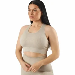 Rib Seamless Crop Top Mushroom