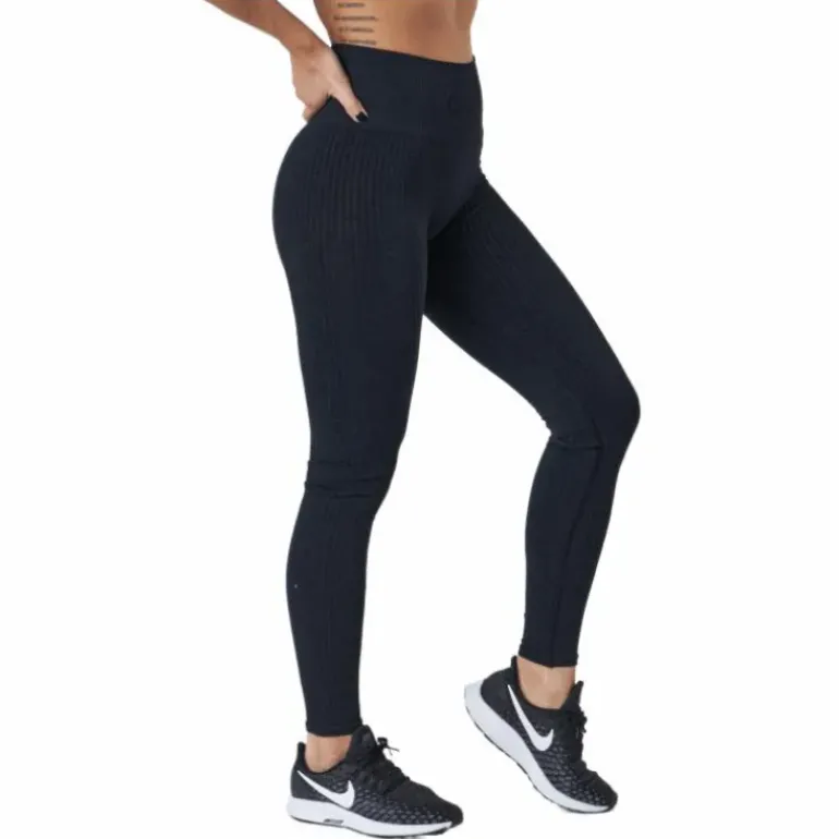 Ribbed Black Sand Melange Seam Black
