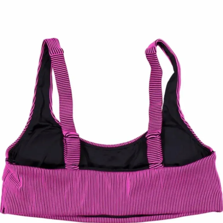 Ribbed Scoop Neck Top Pink/black