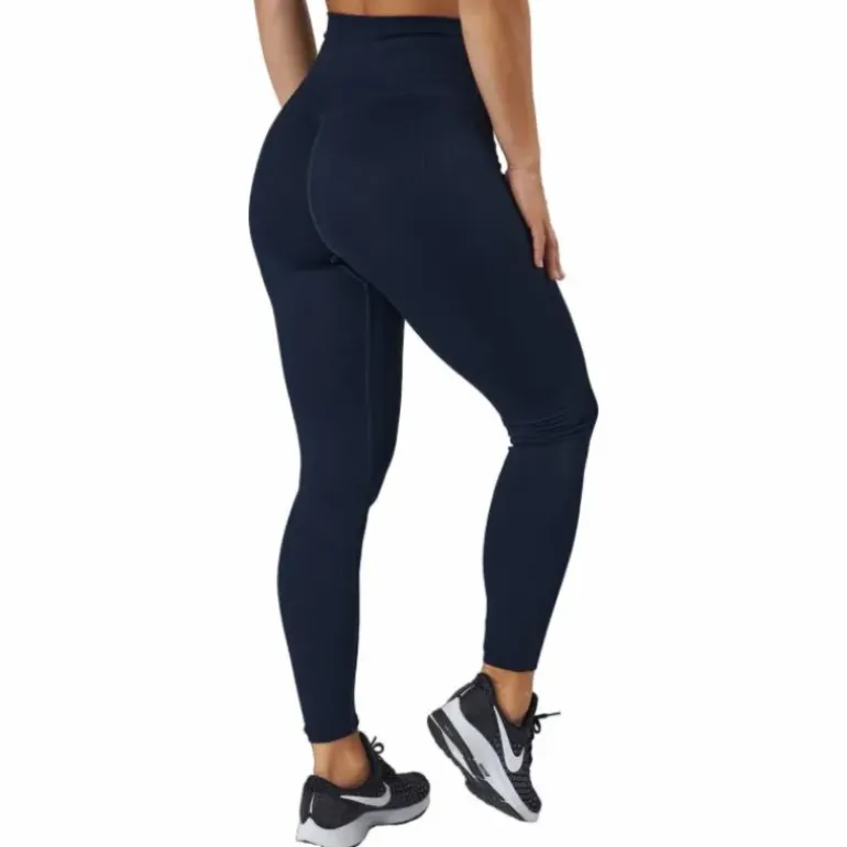 Ribbed Seamless Tights Navy Blue