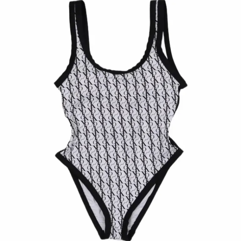 Scoop Back One Piece-rp Monogram White