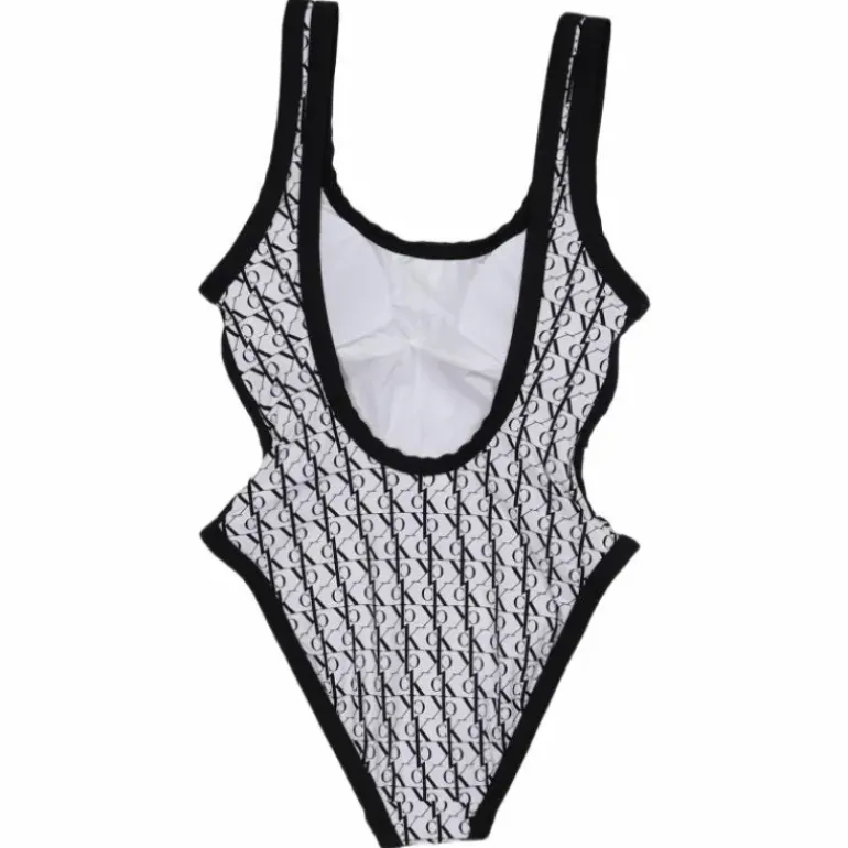 Scoop Back One Piece-rp Monogram White