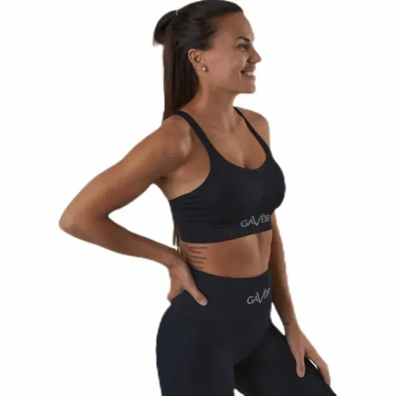 Seamless Black Sports Bra Black
