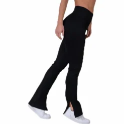 Seamless Rib Slit Pants Black