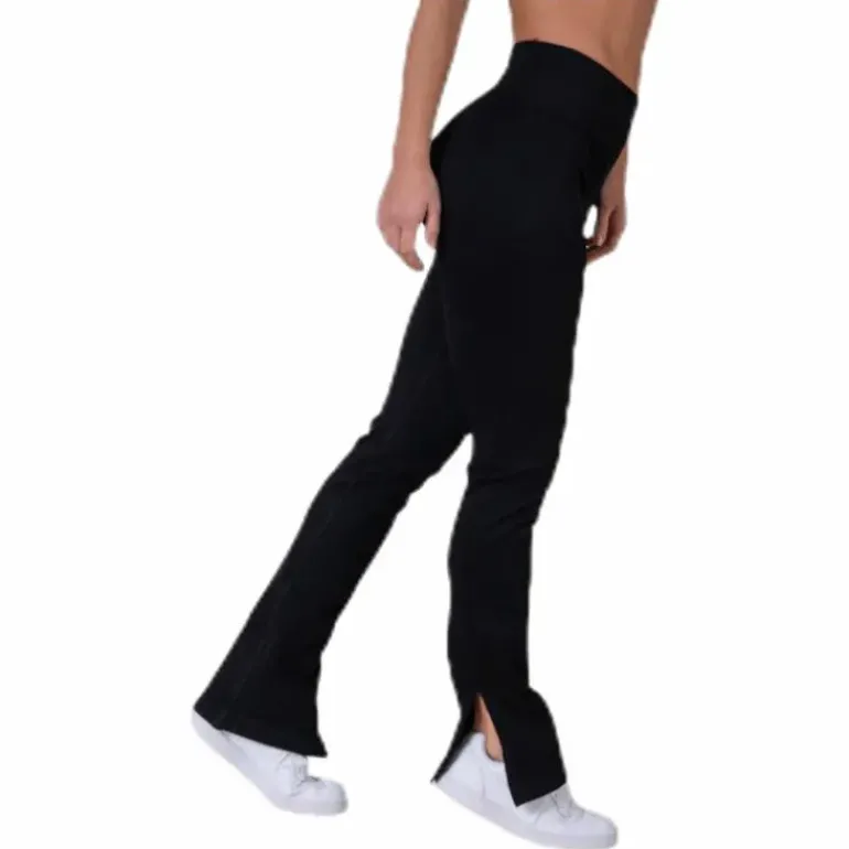 Seamless Rib Slit Pants Black