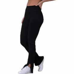 Seamless Rib Slit Pants Black