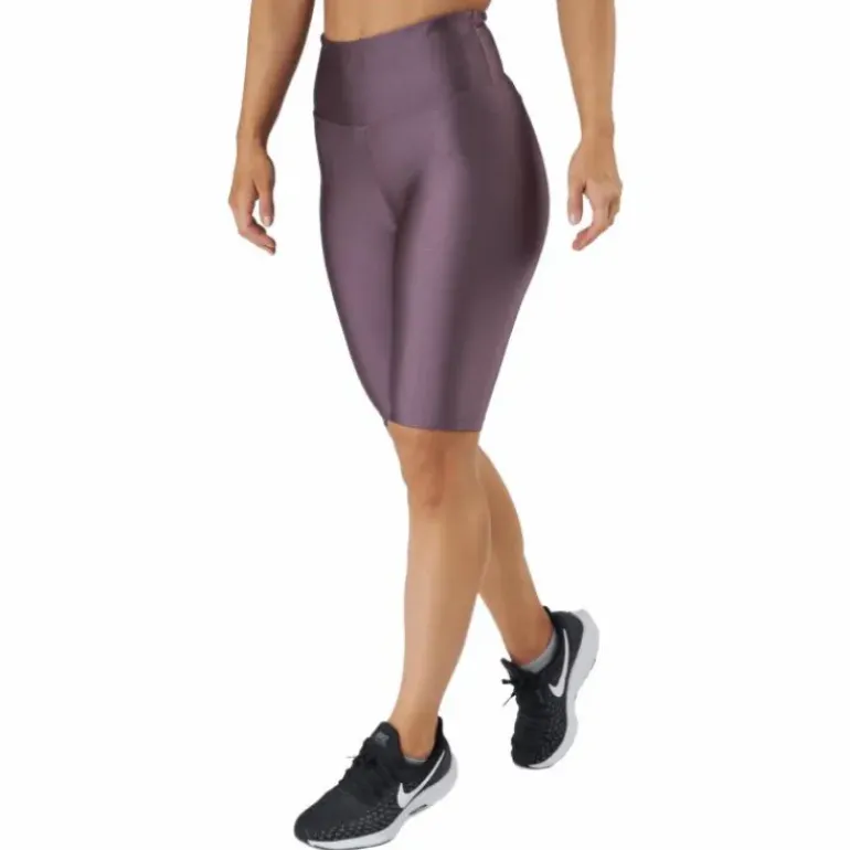 Shiny Biker Tights Black Plum