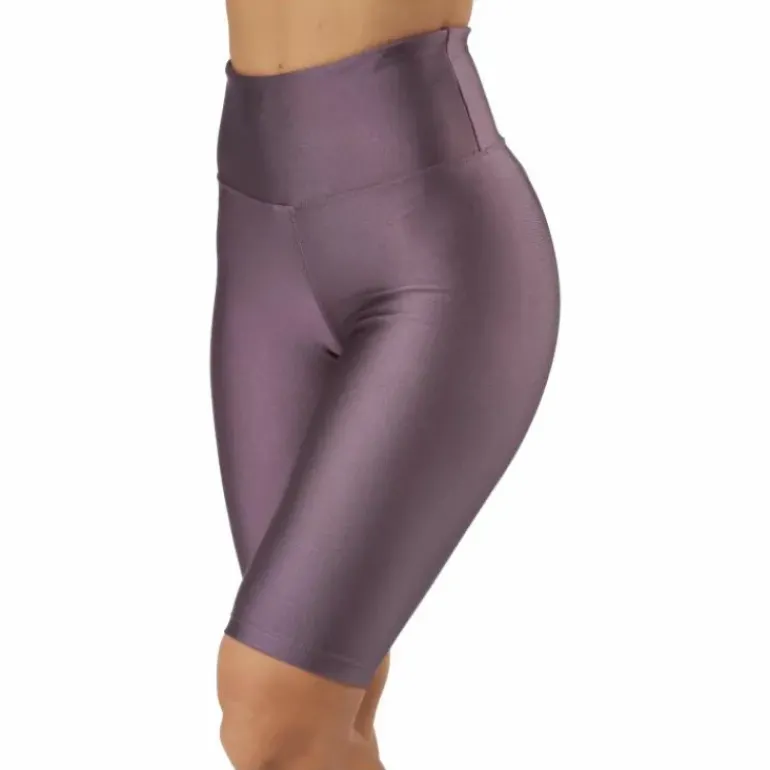 Shiny Biker Tights Black Plum