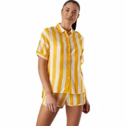 Shirt Short Sleeve Nibe Big Stripes Yellow
