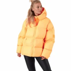 Short Padded Hood Jacket Orange
