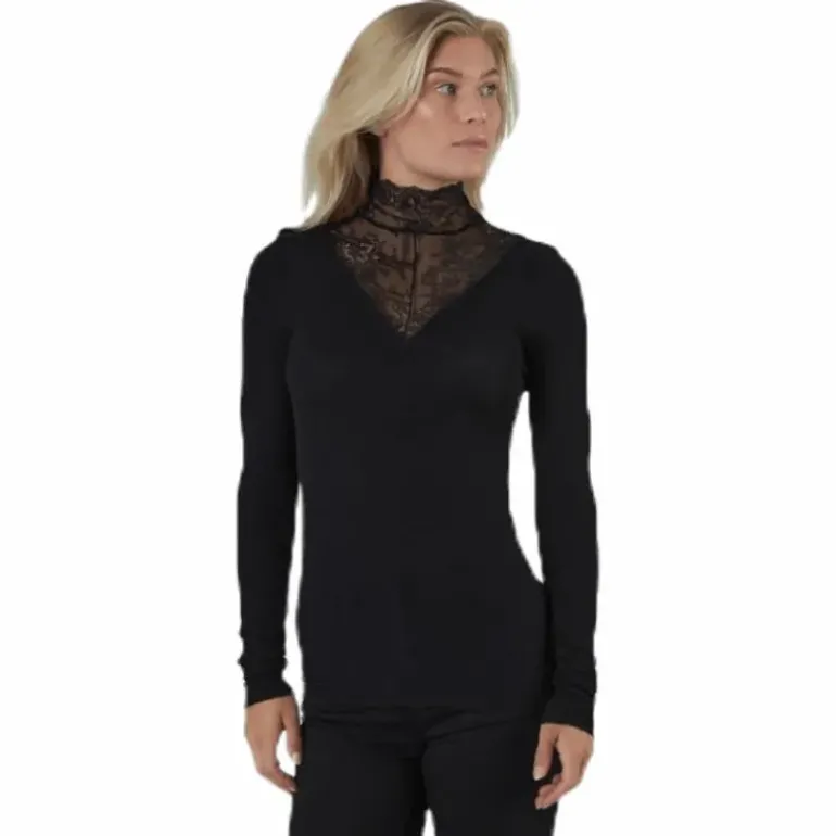 Siri Ls T-Neck Top Black