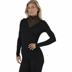 Siri Ls T-Neck Top Black