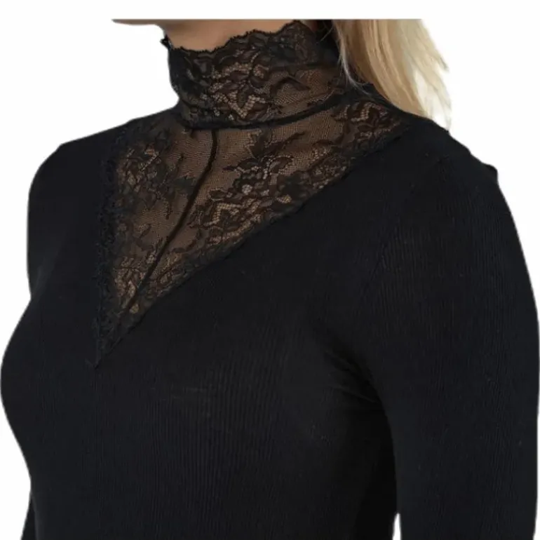 Siri Ls T-Neck Top Black