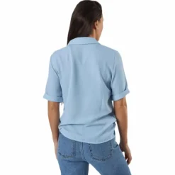Sky S/S Shirt Solid Wvn Blue