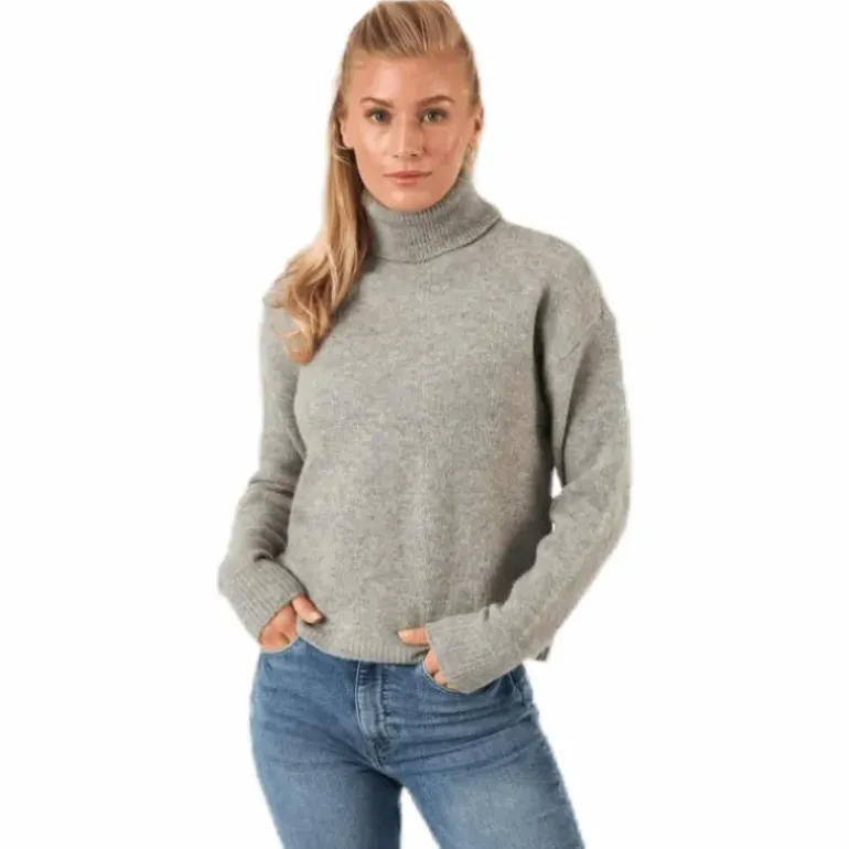 Skyla Ls Roll Neck Wool Knit Grey