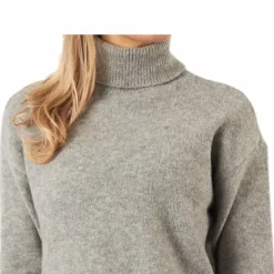 Skyla Ls Roll Neck Wool Knit Grey