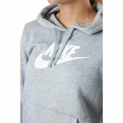 Sportswear Club Fleece Women's Logo Pullover Hoodie DK GREY HEATHER/WHITE