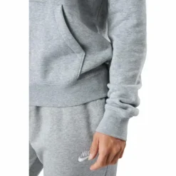 Sportswear Club Fleece Women's Logo Pullover Hoodie DK GREY HEATHER/WHITE