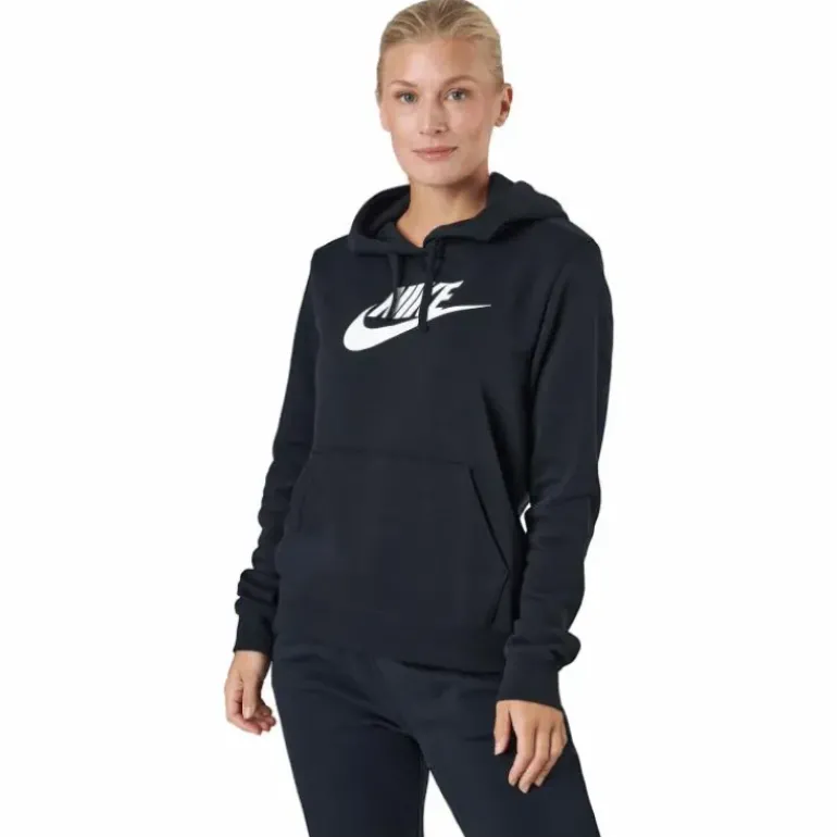 Sportswear Club Fleece Women's Logo Pullover Hoodie BLACK/WHITE