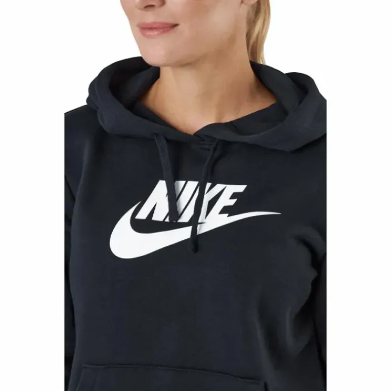 Sportswear Club Fleece Women's Logo Pullover Hoodie BLACK/WHITE