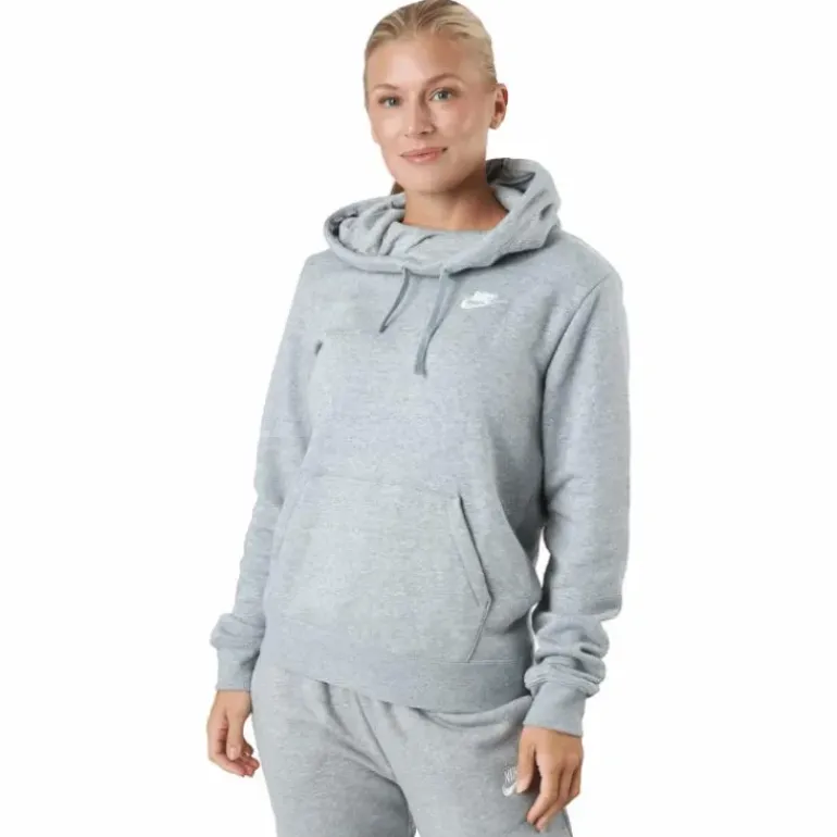 Sportswear Club Fleece Women's Funnel Hoodie DK GREY HEATHER/WHITE
