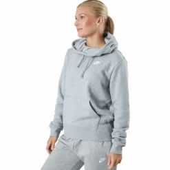 Sportswear Club Fleece Women's Funnel Hoodie DK GREY HEATHER/WHITE