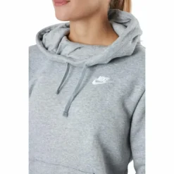 Sportswear Club Fleece Women's Funnel Hoodie DK GREY HEATHER/WHITE