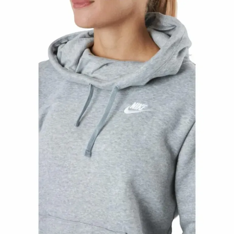 Sportswear Club Fleece Women's Funnel Hoodie DK GREY HEATHER/WHITE