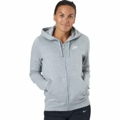 Sportswear Club Fleece Women's Full-Zip Hoodie DK GREY HEATHER/WHITE