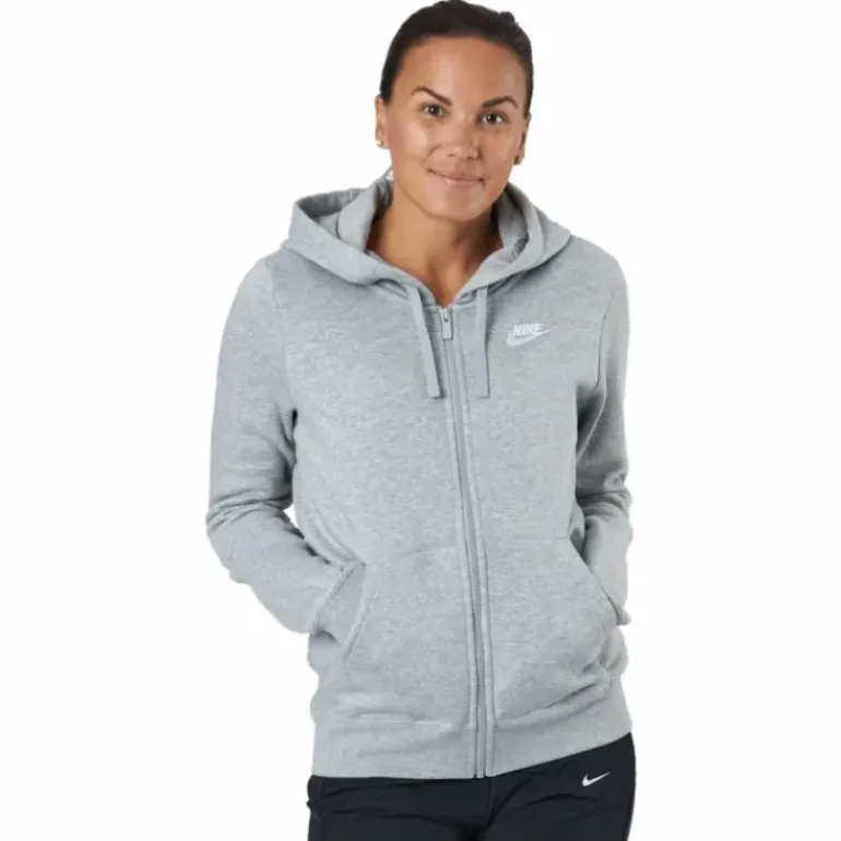 Sportswear Club Fleece Women's Full-Zip Hoodie DK GREY HEATHER/WHITE