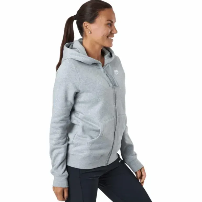 Sportswear Club Fleece Women's Full-Zip Hoodie DK GREY HEATHER/WHITE
