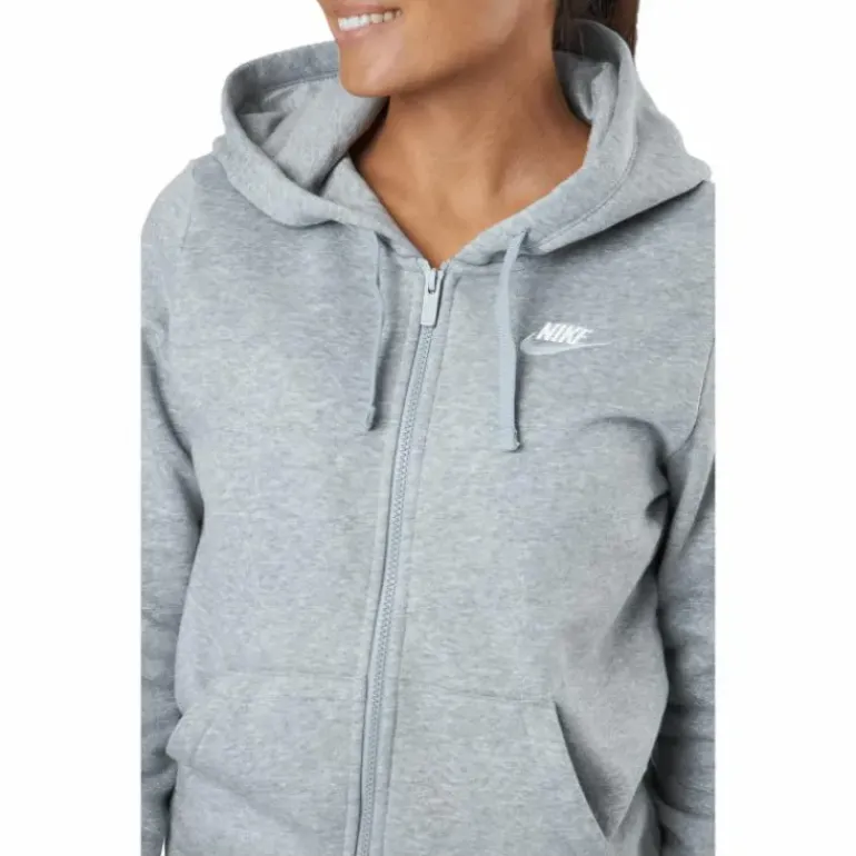 Sportswear Club Fleece Women's Full-Zip Hoodie DK GREY HEATHER/WHITE