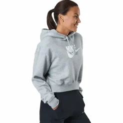 Sportswear Club Fleece Women's Cropped Hoodie DK GREY HEATHER/WHITE