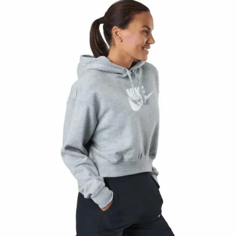 Sportswear Club Fleece Women's Cropped Hoodie DK GREY HEATHER/WHITE