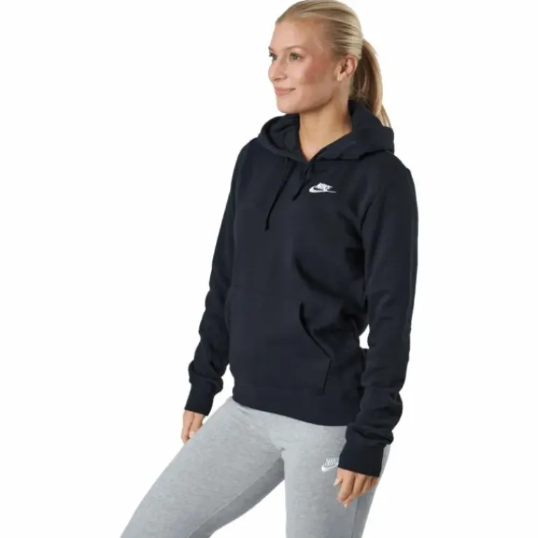 Sportswear Club Fleece Women's Pullover Hoodie BLACK/WHITE