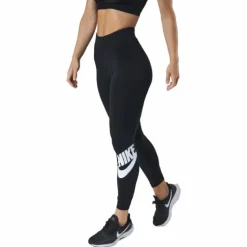 Sportswear Essential Women's High-Waisted Logo Leggings BLACK/WHITE