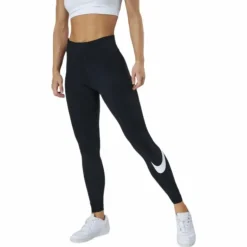 Sportswear Essential Women's Mid-Rise Swoosh Leggings BLACK/WHITE
