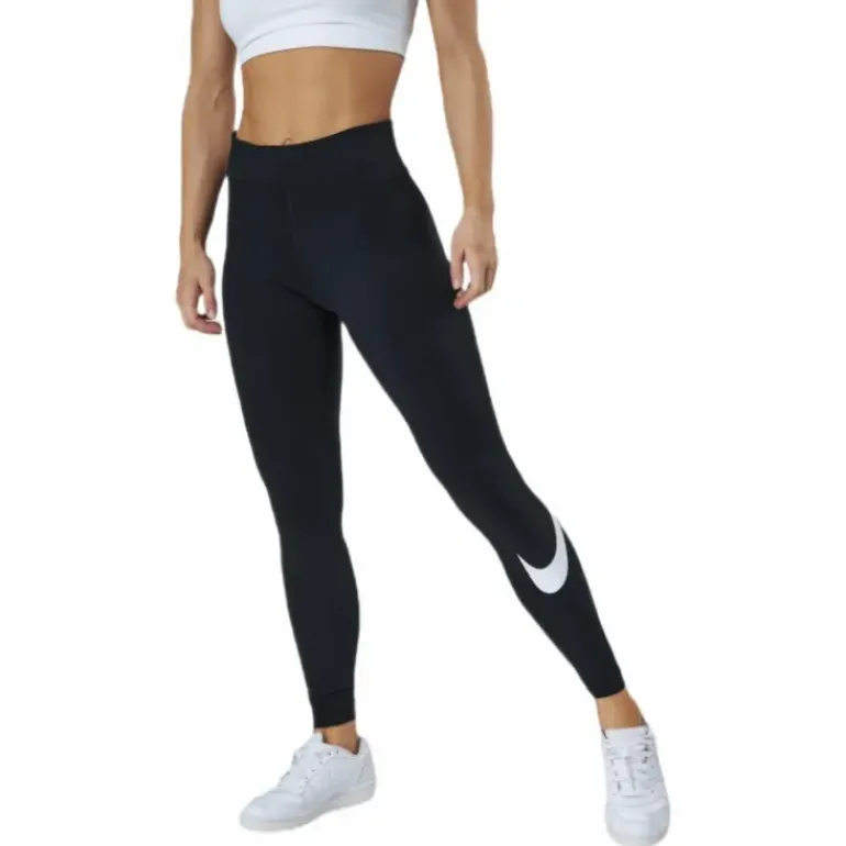 Sportswear Essential Women's Mid-Rise Swoosh Leggings BLACK/WHITE